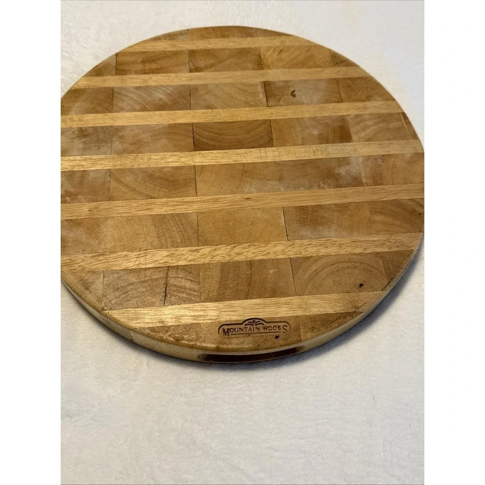 Mountain Woods Round Wooden Butcher Block Board 14